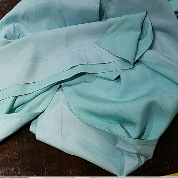 Vintage DRESS David Barr Maxi EVENING Long sleeve LIGHT BLUE WHITE - Picture 7 of 9